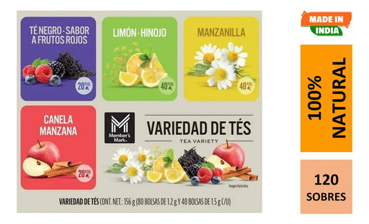 Tés Member's Mark De Sabores Gourmet 100 cajas con 120 piezas c/u