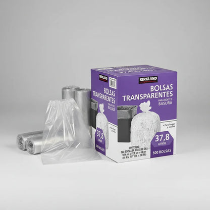 Kirkland Bolsas Transparentes Para Basura 50 Cajas con 500 Pzas De 37.8 L c/u