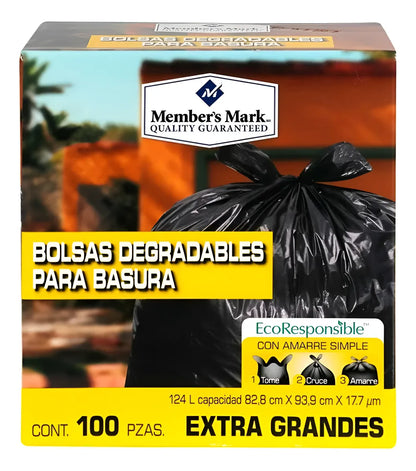 Bolsas Para Basura Negras Member's Mark Extra Grande 100 Cajas con 100 Piezas c/u