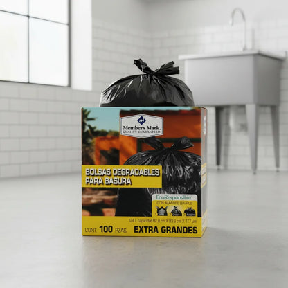Bolsas Para Basura Negras Member's Mark Extra Grande 100 Cajas con 100 Piezas c/u