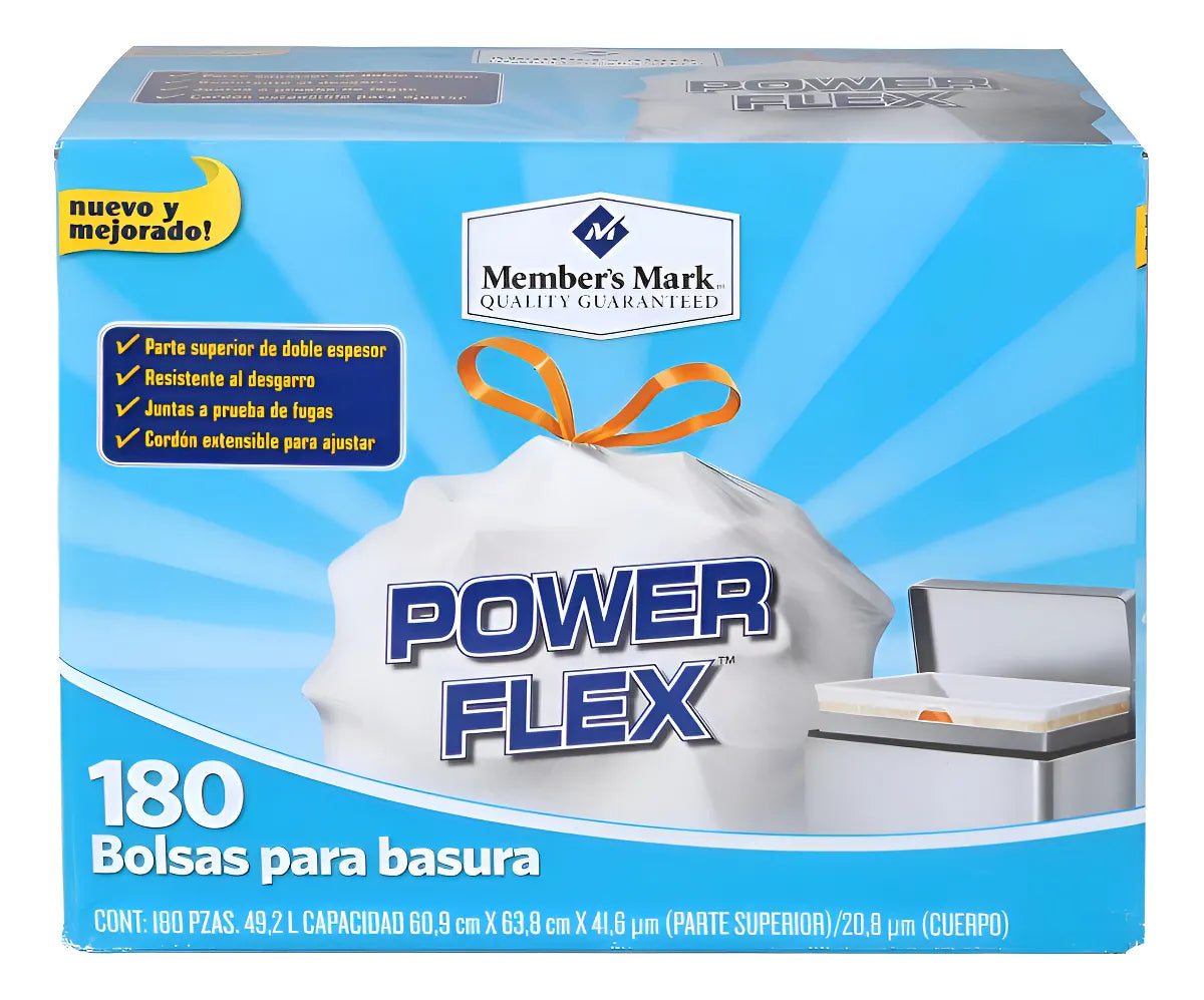 Bolsas Para Basura Negras Member's Mark Power Flex 100 Cajas con 180 Piezas c/u