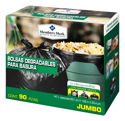 Bolsas Para Basura Negras Member's Mark Jumbo 100 Cajas con 90 Piezas c/u