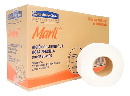 Papel Higienico Jumbo Jr Marli 50 Cajas con 12 Rollos 200 Metros c/u