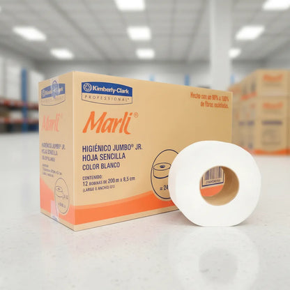 Papel Higienico Jumbo Jr Marli 50 Cajas con 12 Rollos 200 Metros c/u