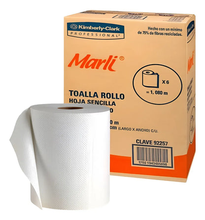 Toalla En Rollo Marli 50 Cajas con 6 Rollos 180m c/u